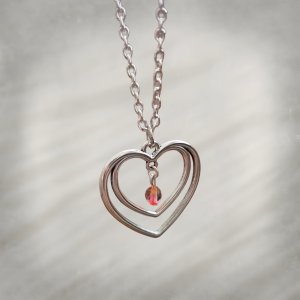 Necklace & Earring Set Silver Hearts, Orange