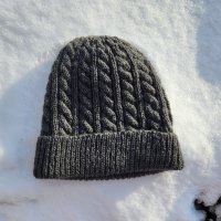 Gray cabled hat