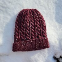 Merlot tweed cabled hat