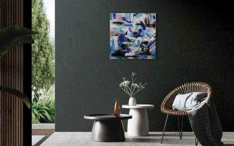 Eclipse of Motion  36 x 36 Acrylic Abstract Textured Painting