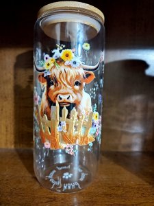 Highland cow Glass cup