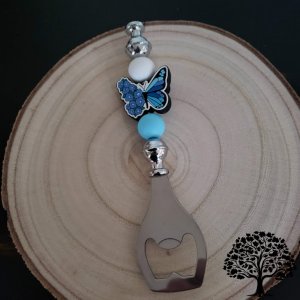 Blue Butterfly Bead Design Bottle Opener Handmade Kitchen Tool Bar Accessory