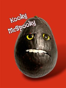 Avocado with a Face, Halloween fruit, vegetable, kitchen gift, cook, chef, California, gardener gift, gag gift, anthropomorphic, teeth, funny, spooky, creepy,