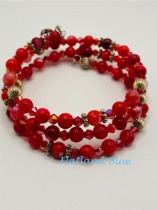 Red agate & crystal wrap bracelet #WB3