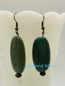 Green wood earrings