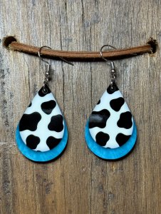 Cow Print with Turquoise Earrings