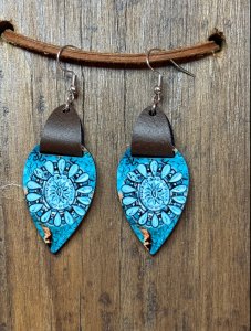 Western Turquoise Print Earrings