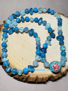 Agate and glass necklace #N33