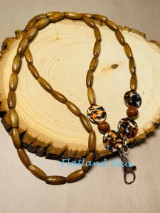 Wood bead lanyard #L3