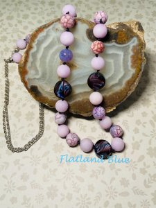 Hand-knotted agate & glass necklace #N40