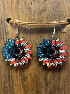 American Flag Sunflower Earrings