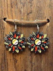 Baseball/Softball Sunflower Earrings