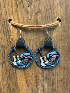 Blue Boots and Guitar Earrrings