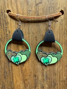 Cluster Heart Shamrock Earrings