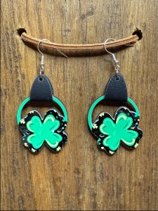 St Patrick’s Day Black Shamrock Earrings