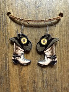 Sunflower Hat and Boot Earrings