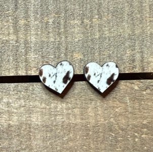 Heart Cowhide Stud Earrings