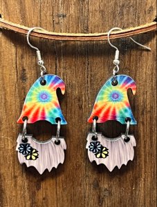 Tie-Dye Gnome Earrings