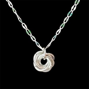 Anodized Aluminum Silver "Love Knot" Necklace