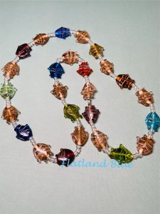 Vintage bead fish necklace #N36