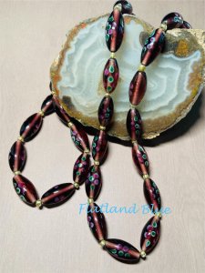 Vintage Hand-painted bead necklace #N31
