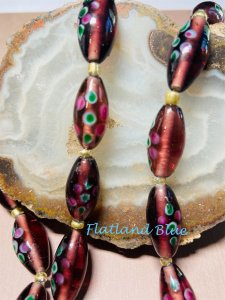 Vintage Hand-painted bead necklace #N31