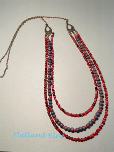 Red layered necklace #N59
