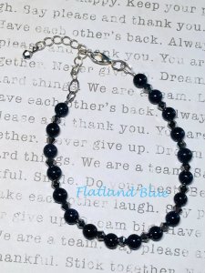 Black glass & crystal bracelet #CB14