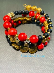 Black & red wrap bracelet #WB16