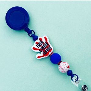True Crime Junkie Badge Reel Blue