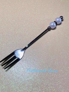 Beaded appetizer fork #AF9