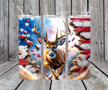 Bold, Patriotic & Deer Outdoor-Ready: 20 oz Tumbler for True Americans!