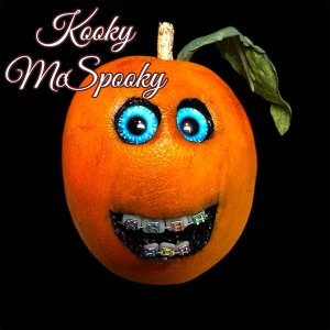 Orange with a face, Halloween, braces, orthodontics, fake, faux, artificial, gag gift, chef gift, citrus, vegan, juicer, orange, spooky, creepy, one of a kind, anthropomorphic