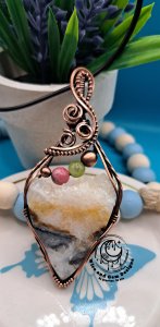 Druzy Zebra Agate A1 Wire Wrapped Pendant