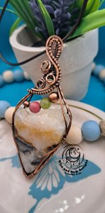 Druzy Zebra Agate A1 Wire Wrapped Pendant