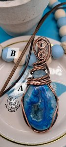 Blue Onyx Druzy Wire Wrapped Pendant