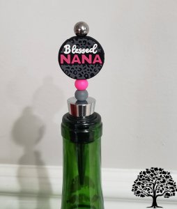 Blessed Nana Silicone Bead Wine Stopper, Handmade Wine Accessory, Wine Lovers Gift, Kitchen Bar Tool