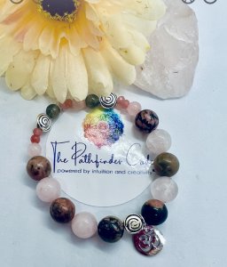 OHM CHARMED GEMSTONE BRACELET for protection, to enhance psychic/spiritual energy, stone of peace
