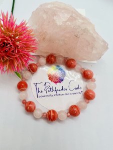 HEALING ENERGY GEMSTONE BRACELET - Watermelon Agate, Rose Quartz, Rhodochrosite