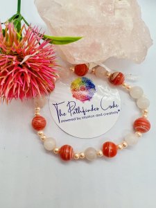 HEALING ENERGY GEMSTONE BRACELET - Watermelon Agate, Rose Quartz, Rhodochrosite