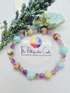 STONE OF PEACE and PROTECTION GEMSTONE BRACELET- Ocean Jasper, Amethyst and Labradorite