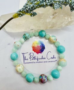 Positive Energy Gemstone Bracelet- Ocean Jasper, Turquoise, Emerald Jade