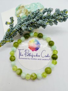 STONE OF COMPASSION  AND SELF-LOVE GEMSTONE BRACELET- Peridot and Emerald Jade