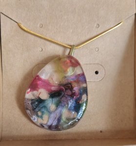 Multi Color Epoxy Rainbow Necklace