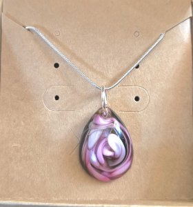 Pink Epoxy Teardrop Necklace