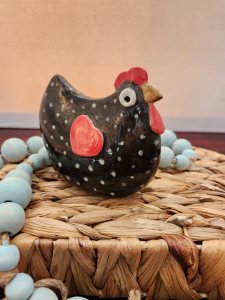 Hand-crafted stoneware chickens