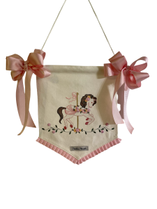 Pink Carousel Baby Door Hanger with Bows