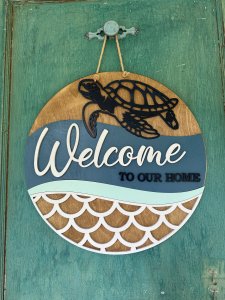 Welcome Sea Turtle 3D Layered Door Hanger