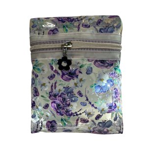 Violet Dreams: Stylish Floral Zip Pouch for Essentials