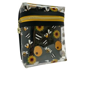 Buzzing with Style: Handcrafted Bee and Sunflower Clear Boxy Bag